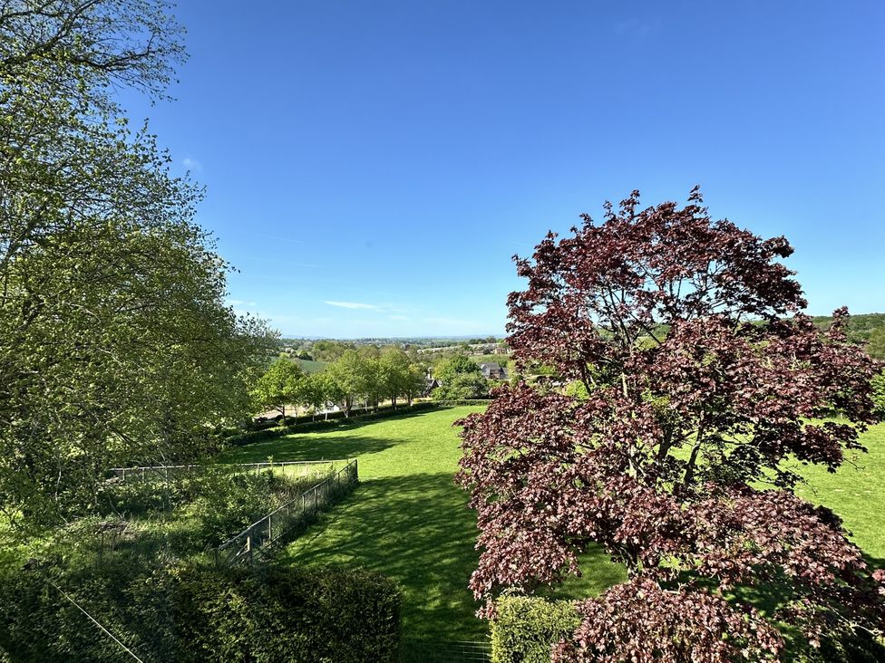 A view of a field and trees under a blue sky at The Old Vicarage in 