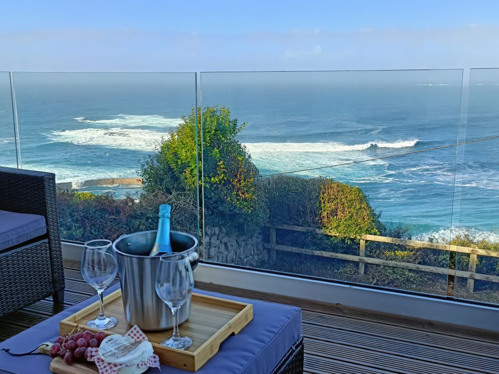 An outdoor space with a view of the ocean at Ocean Edge in Sennen Cove