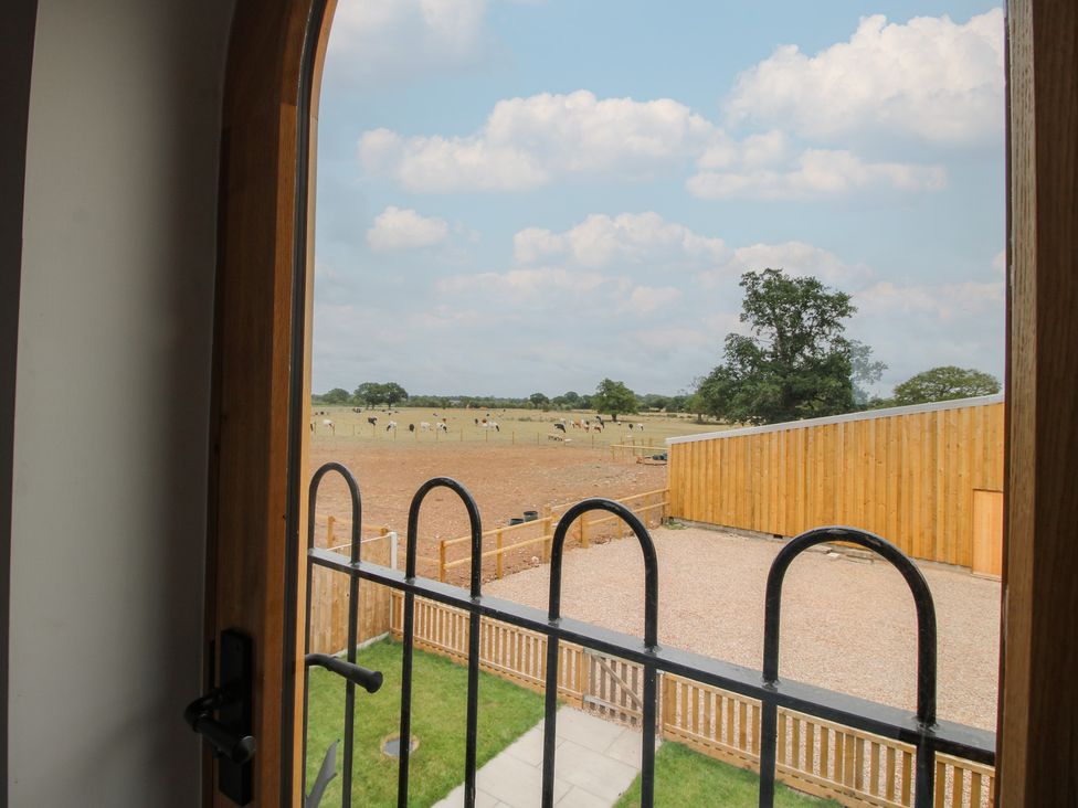A view from a window showing cows in a field at Ash Barn Northwood near Wem