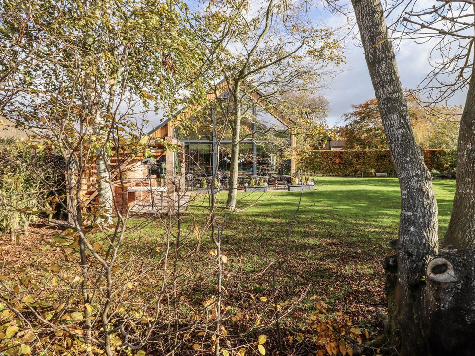 A garden area with grass and trees at Honeymug in Branton near Powburn