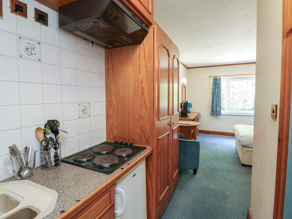 A kitchen with a stove and refrigerator at Sycamore in Newton Abbot