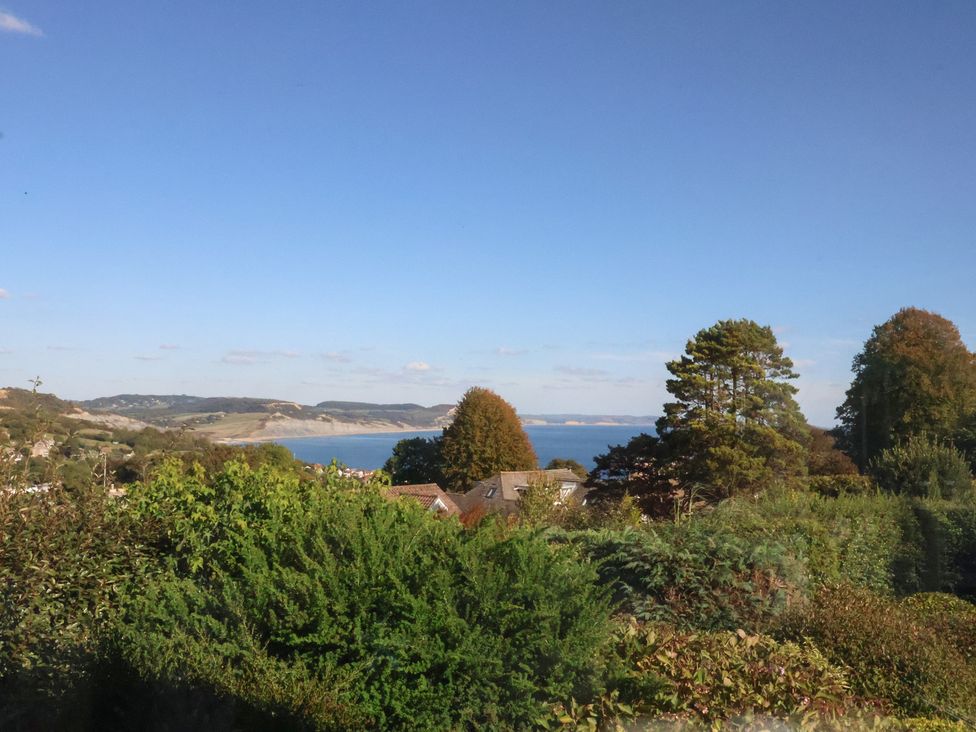 A view of the sea and trees at Hawksdown in Lyme Regis