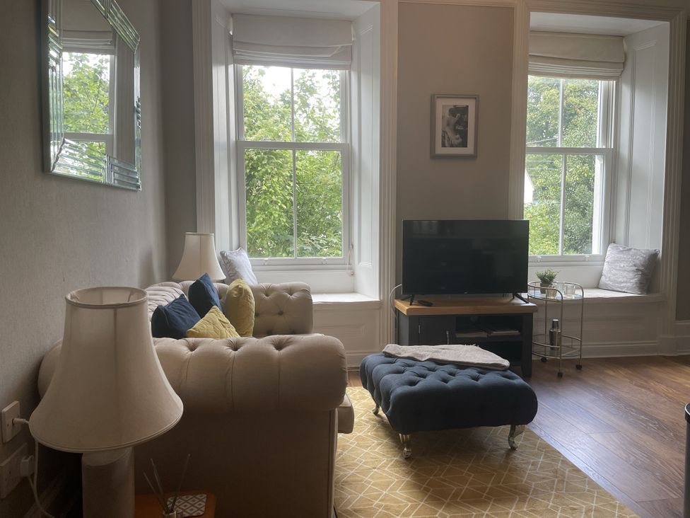 A living room with a tv and sofa at DeCressy Apartment in Par