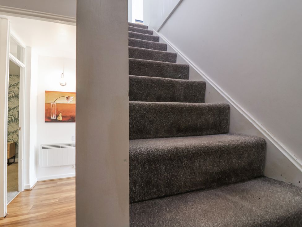 A staircase with carpet leading to an upper level at Valley Lodge 20, Callington
