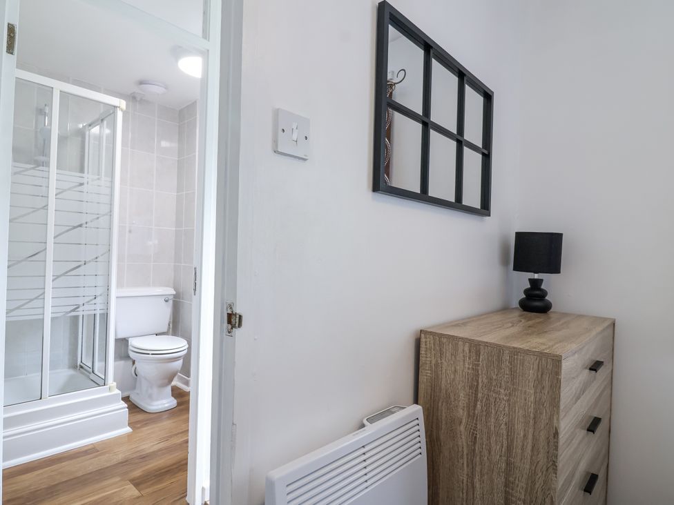 A bathroom with a shower and toilet at Valley Lodge 20 Callington