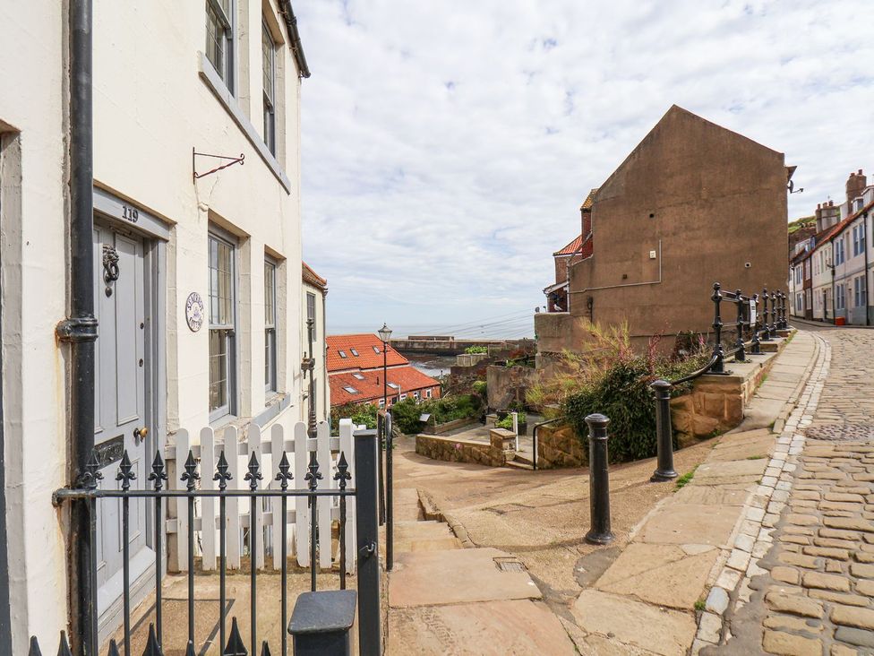 An outdoor view of houses and street at Greenfingers in Whitby