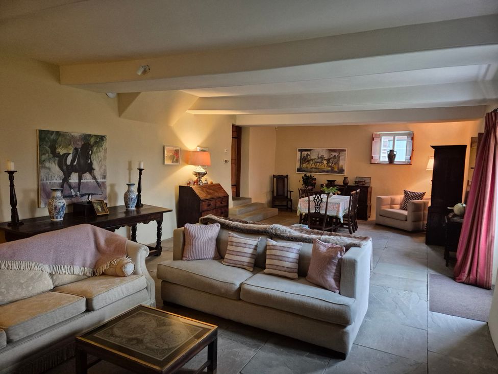 A living room with a sofa and coffee table at North Cottage Myddfai near Llandovery