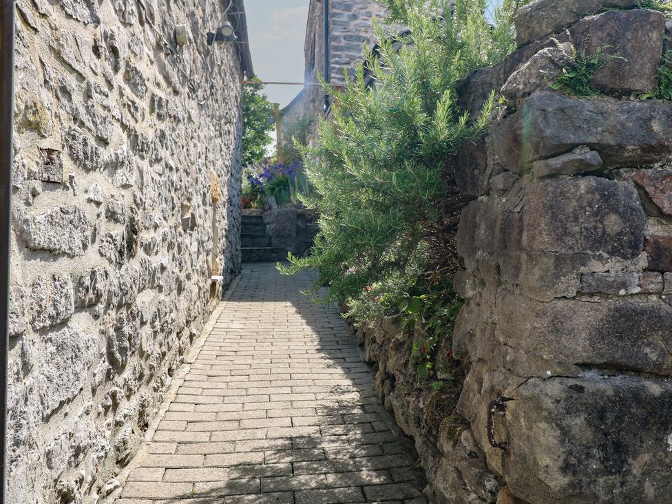 A pathway bordered by stone walls and plants at Blindwell House in 