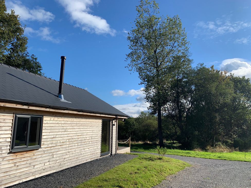 A house with a chimney and pathway at Cadno Aber near Llanybydder