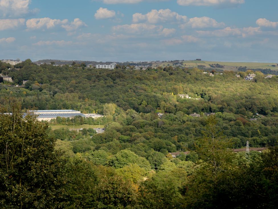 A view of trees and buildings in Sowerby Bridge