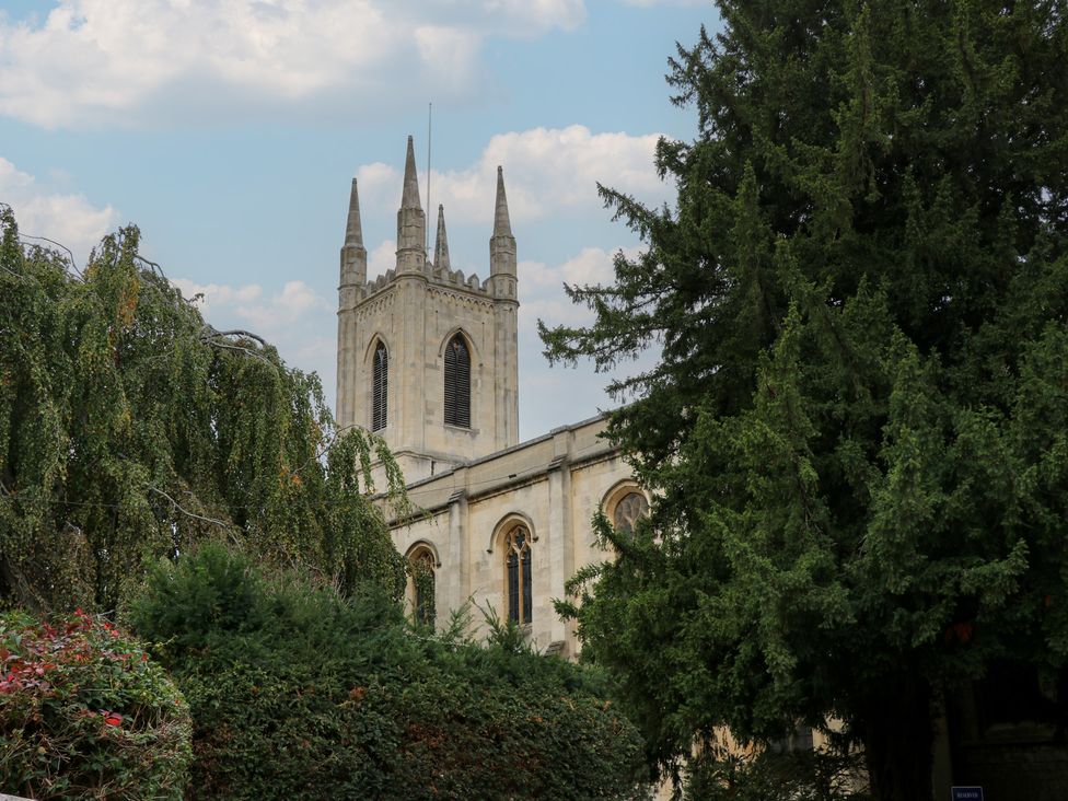 A church tower surrounded by trees at Castle View in Windsor, Berkshire