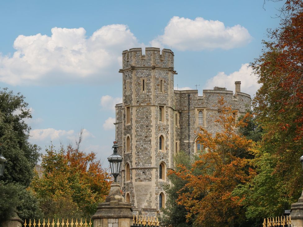 A castle with towers surrounded by trees at Castle View in Windsor, Berkshire