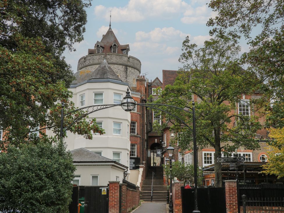 A building with stairs and trees at Castle View in Windsor, Berkshire