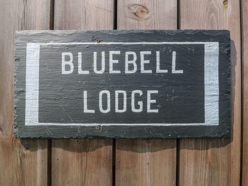 A sign labeled Bluebell Lodge on wooden surface at Bluebell Lodge Hastings
