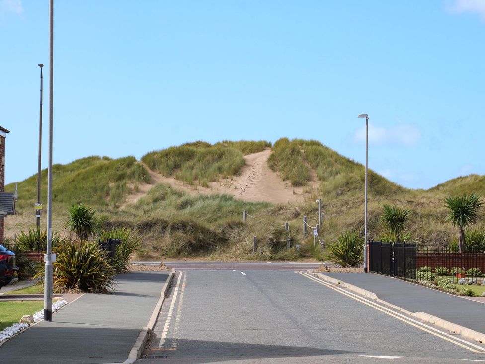 Sand dunes and road with street light at Beach House Seaside Dunes in Lytham St. Annes