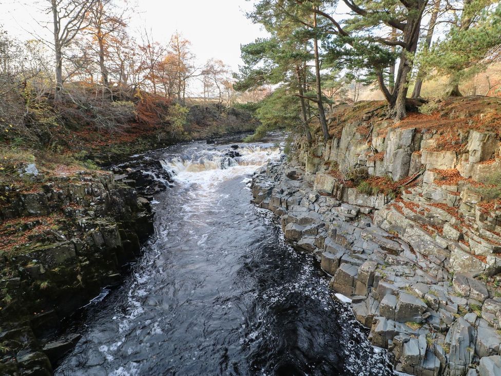 A river with rocky banks and trees at 17C King Street Barnard Castle