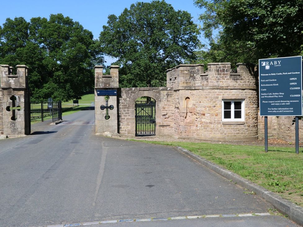 A gate entrance to Raby Castle Park and Gardens at 17C King Street Barnard Castle