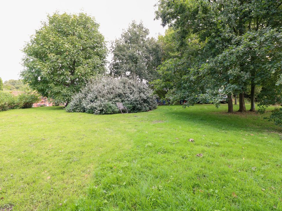 A garden with grass and trees at The Retreat in Norwich