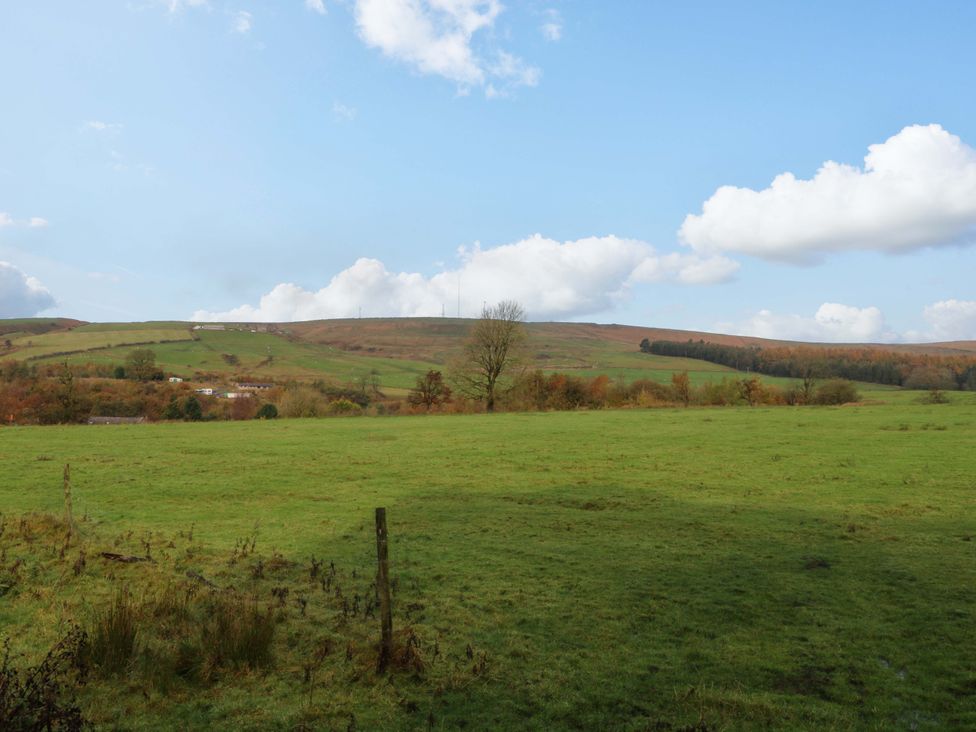 A landscape view with hills and trees at Cabin in 