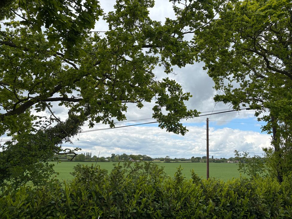 A view of a green field and trees at Ash Tree Lodge in Carleton Rode