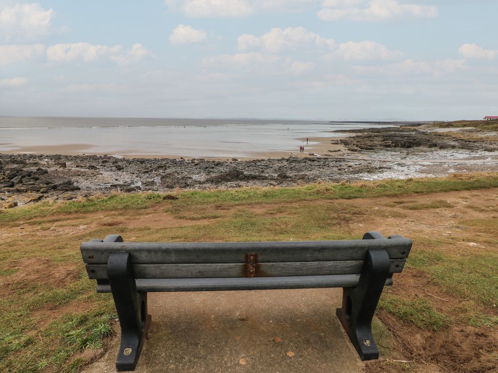 A view of the sea from a bench at Sea Folly in Porthcawl