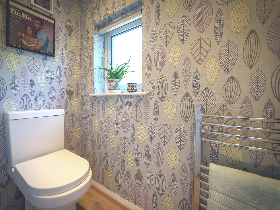 A bathroom with a toilet and a window at Apple Byrd in Kendal