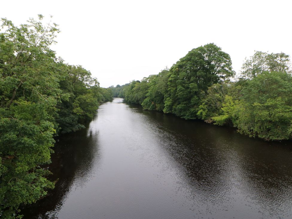 A river surrounded by trees at Ewe Cottage in Ripon