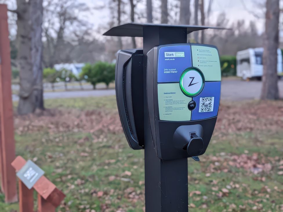 An electric vehicle charging station at Lakewood Retreat, Woodhall Spa