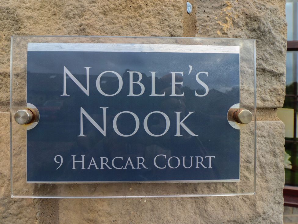A sign for Noble's Nook at 9 Harcar Court in Seahouses