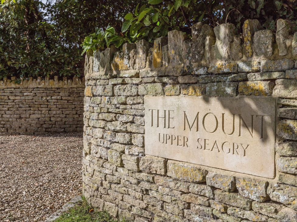 A sign on a stone wall at The Mount Private Estate in Upper Seagry