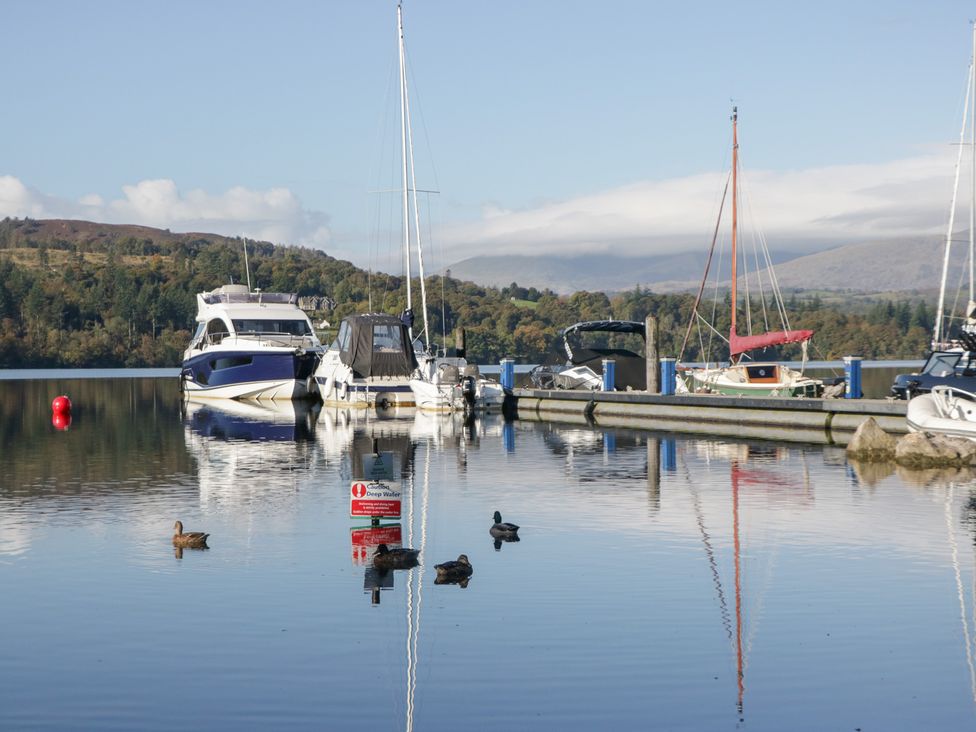 A marina with boats and ducks on water at Costapacket Windermere