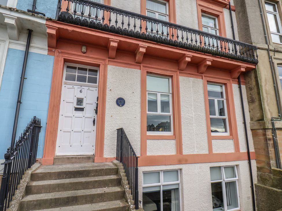 A house facade with a front door and steps at The Studio on the Crescent Whitby