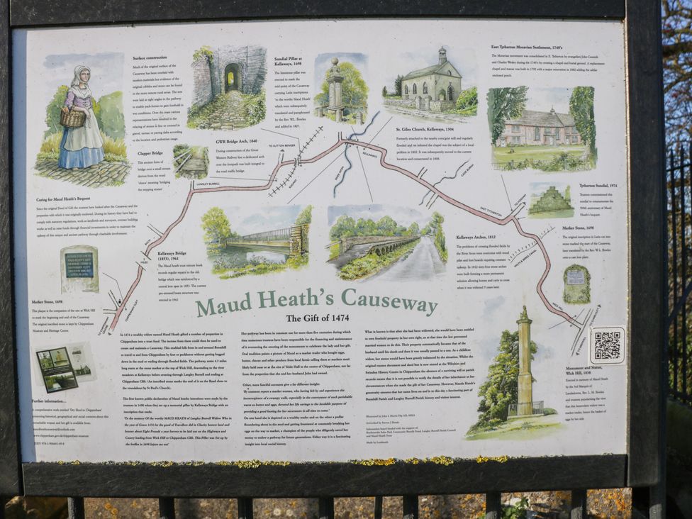 An information board about Maud Heath's Causeway at Maud Heath's Snug, East Thytherton