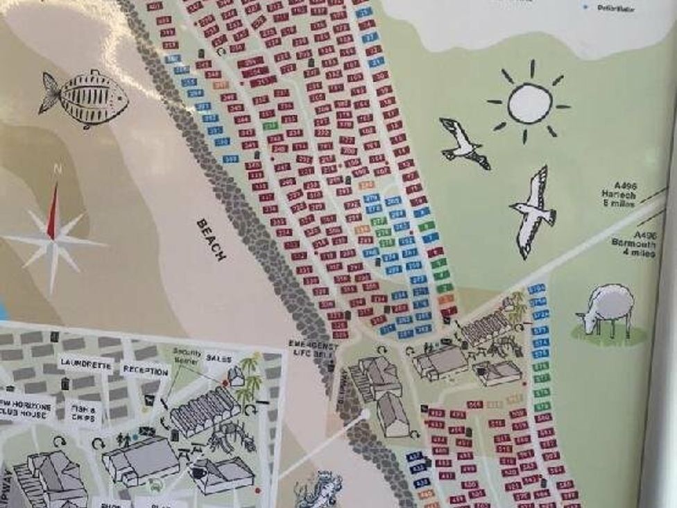 a map showing beach areas and plots of land at Lyons Sunnysands Holiday Park - Holiday Accommodation 15526 in Barmouth