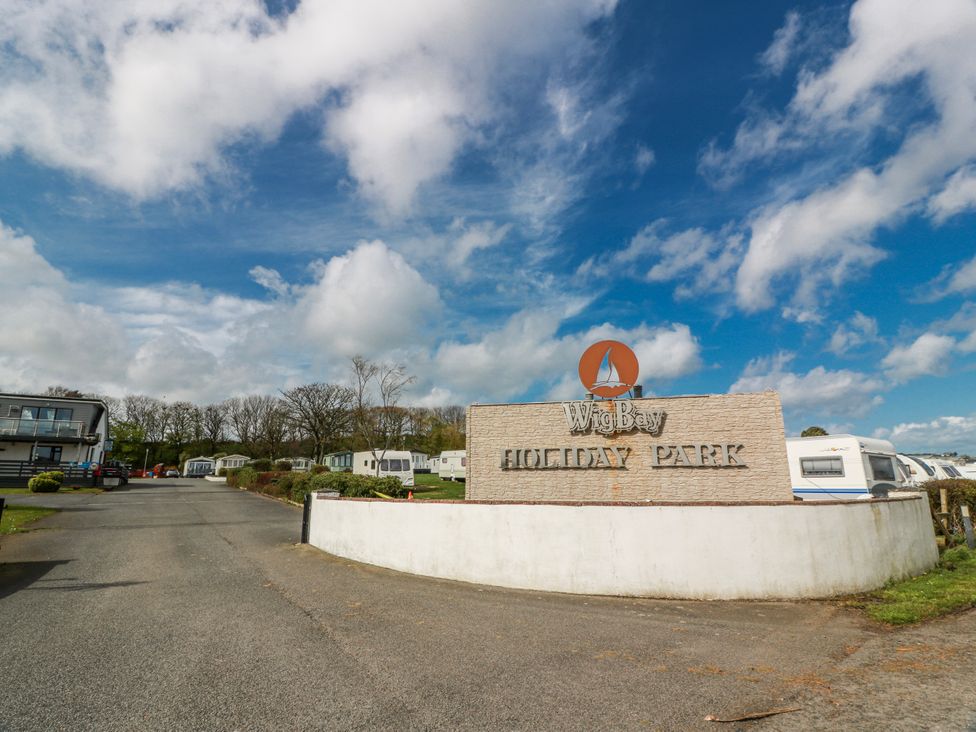 A sign for WigBay Holiday Park at Stranraer