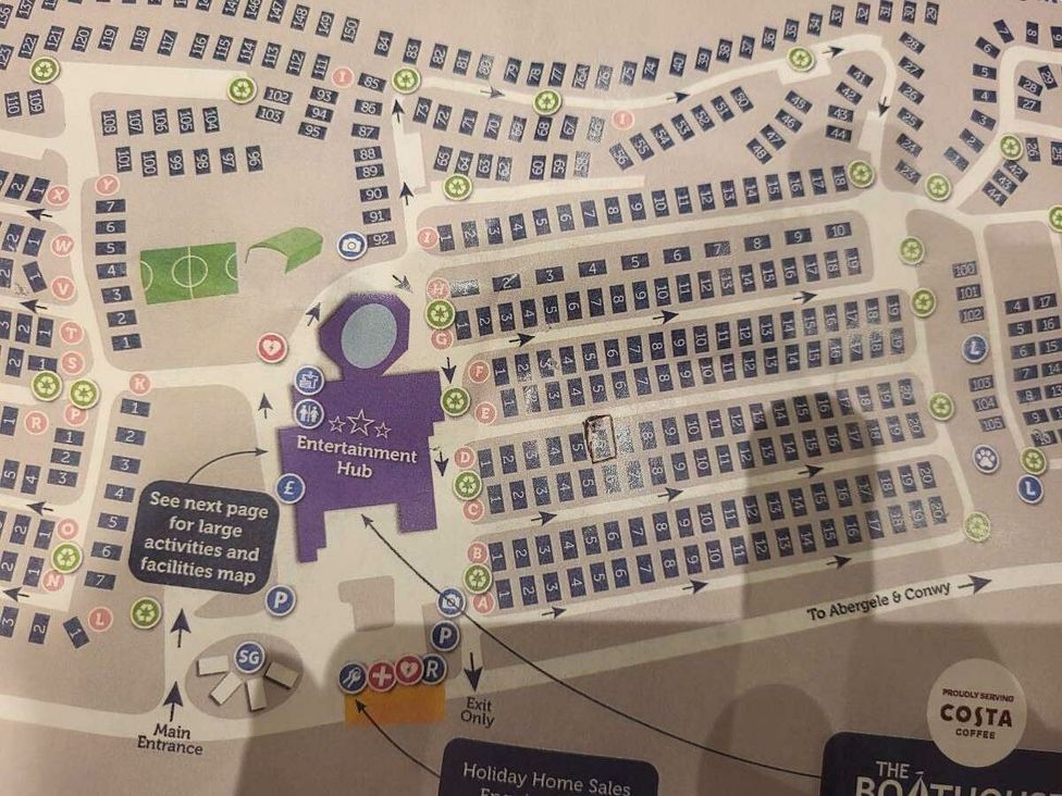 a layout map showing various facilities and accommodations at Ty Mawr Holiday Park - Holiday Accommodation 21121, Ty Mawr