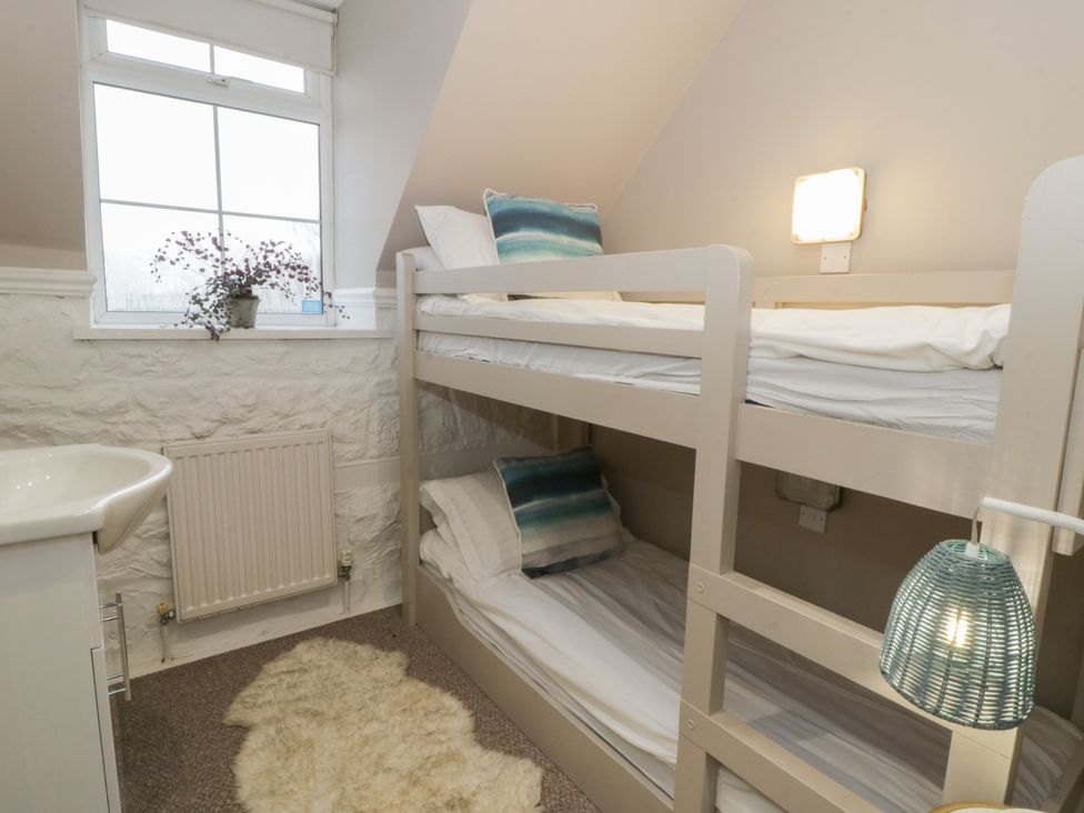 A bedroom with bunk beds and a plant at The Boat House - Port Eynon
