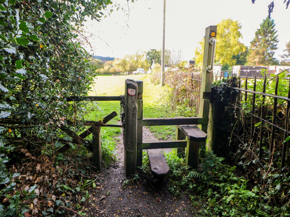 A gate leading to a grassy area at Shunter’s Nook Stafford