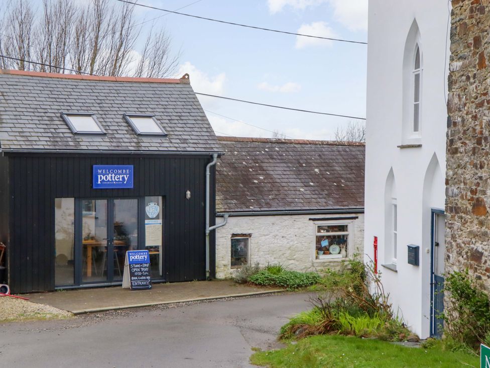 An outdoor view of a pottery shop at Old Sunday School in Welcombe near Kilkhampton