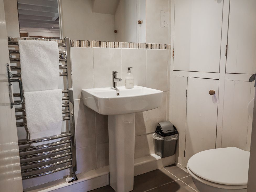 A bathroom with sink and toilet at The Little Barn Fluxton Nr. Ottery St Mary