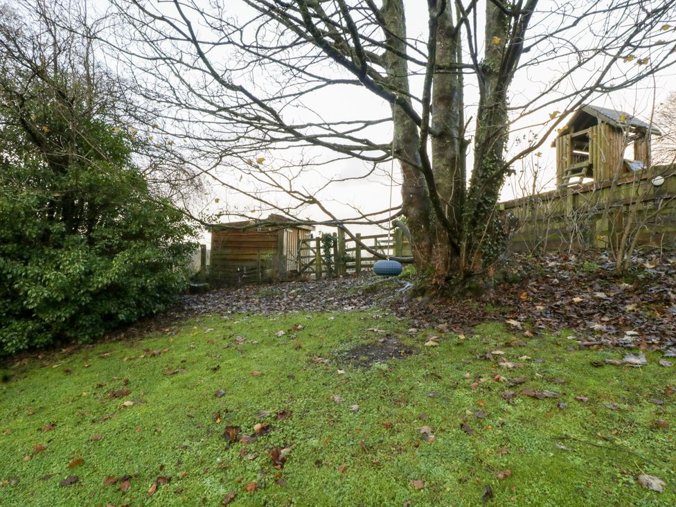 A garden with a tree and shed at Spring View in Tetbury