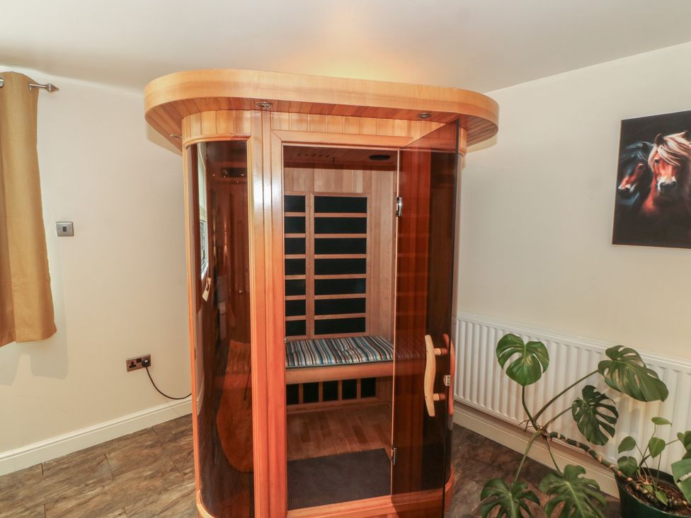 A sauna with a plant in a spa at Pompian Lodge in Leyland