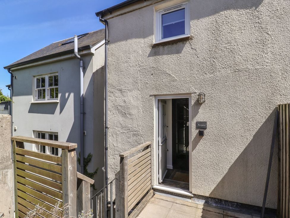 An outdoor entrance with steps and a door at Avocet in Lyme Regis