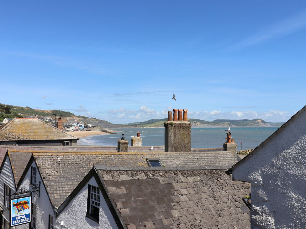 A view of houses and the ocean at Avocet in Lyme Regis