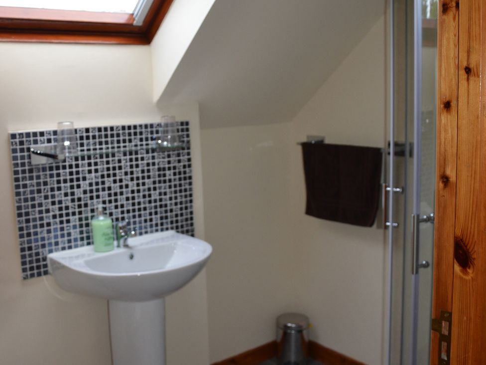 A bathroom with a sink and shower at Oran Na Mara Achnasheen
