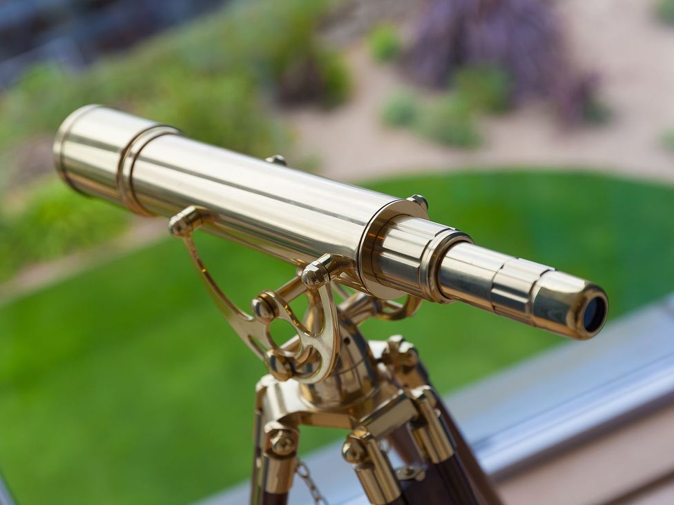A telescope on a tripod at Mid Air in St. Ives