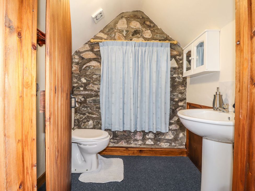 A bathroom with a toilet and sink at Ty Felin in Newport
