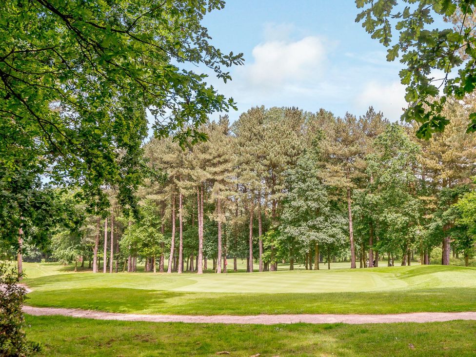 A golf course surrounded by trees at Alford Spa (Pet) Louth