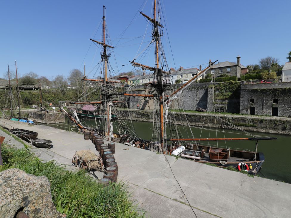 Boats and ships at a dock near buildings at 3 Rope Walk Duporth near Charlestown
