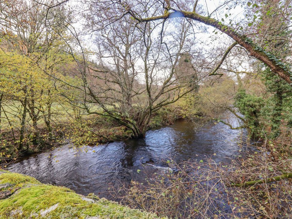 A river surrounded by trees and bushes at Clifford Lodge Barn